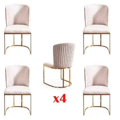 Stoel 4x Stoel Groep Set Woon Eetkamer Garnituur Stijl Textiel Modern