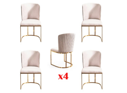 Stoel 4x Stoel Groep Set Woon Eetkamer Garnituur Stijl Textiel Modern