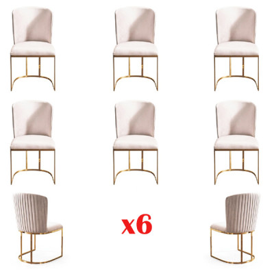 Eetkamerstoel Ontwerper Stoelen Nieuwe Set 6x Stof Massief Houten Stoel