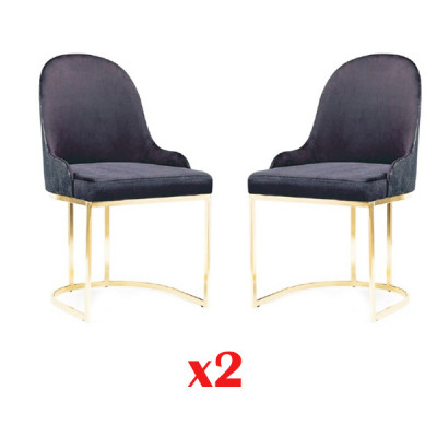 Eetkamermeubel set 2x stoel luxe nieuw blauw elegant modern houten stoel