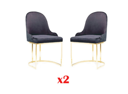 Eetkamermeubel set 2x stoel luxe nieuw blauw elegant modern houten stoel