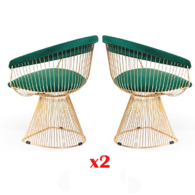 Ontwerp fauteuil bekleding set 2x stoel roestvrij staal 100% stof eetkamer meubels