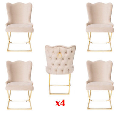 Ontwerp Stoel Luxe Fauteuil Gestoffeerde Stoelen 4x Fauteuils Woon Eetkamer