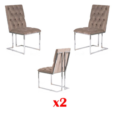 Eetkamerstoelen Textiel Set 2x Stoel Designer Hout Stof Bekleding Rugleuning