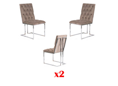 Eetkamerstoelen Textiel Set 2x Stoel Designer Hout Stof Bekleding Rugleuning