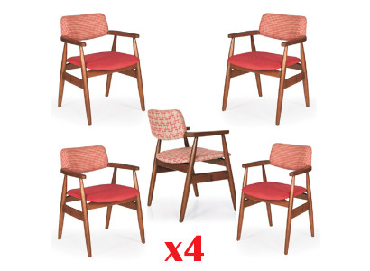 Stoelen Keuken Stoelen Tv-stoel 4x Eetkamer Gestoffeerde Stoel Textiel