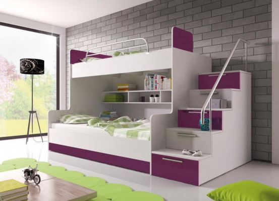 Paars stapelbed stapelbed kinderkamer bedden hoogslaper hoogglans meubels