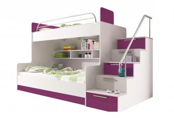 Paars stapelbed stapelbed kinderkamer bedden hoogslaper hoogglans meubels