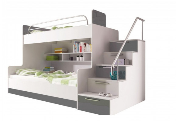 Grijze stapelbed stapelbed kinderkamer bedden hoogslaper hoogglans meubels