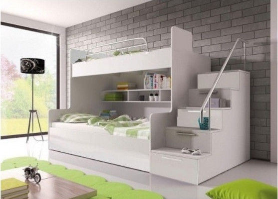 Stapelbed kinderkamer bedden hoogslaper stapelbed hoogglans meubels wit