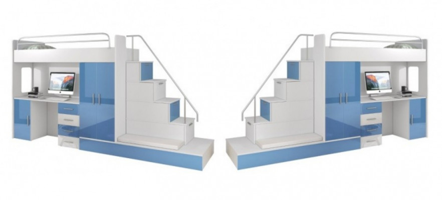Witte kinder hoogslaper stapelbed tweepersoonsbed bed hoogglans meubels