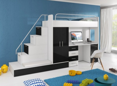 Zwart kinderhoogslaper stapelbed stapelbed hoogglans