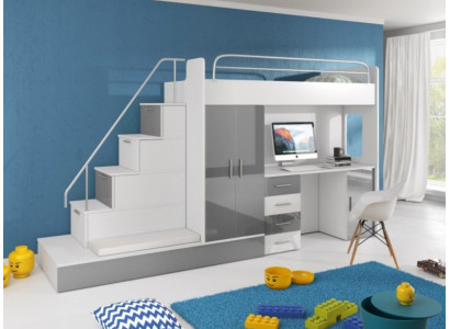Grijs kinder stapelbed stapelbed dubbel stapelbed bed hoogglans meubilair