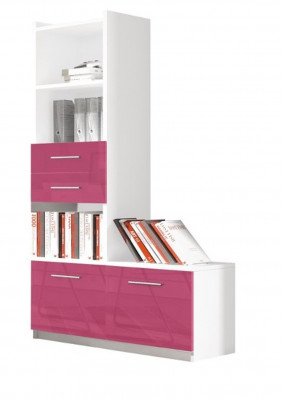 Rek Kast Boekenkast voor kinderkamer tienerkamer Wit Roze Hoogglans