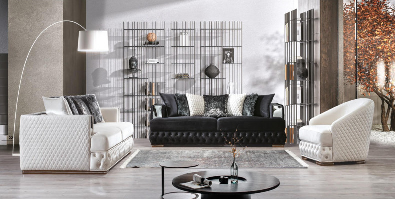 Bankstel 3-zitter Wit Luxe Woonkamer Klassieke Italiaanse Stijl
