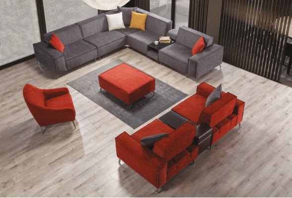 Hoekbank bank woonlandschap Grijze stoffen banken Bank Bekleding Eckbank Nieuw