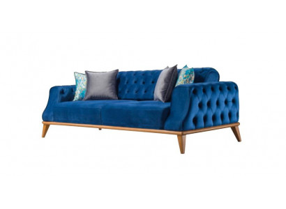 Bankstel 3-zits Blauw Woonkamer Klassieke Chesterfield Elegante Stijl.