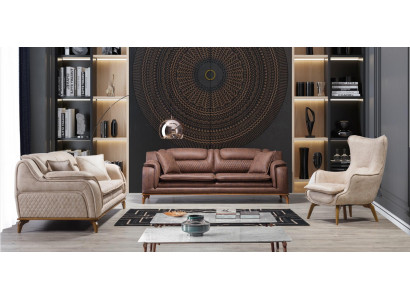 Design Bank Bank Sofa Set 331-zits Set Zitmeubel Leren Bankstellen
