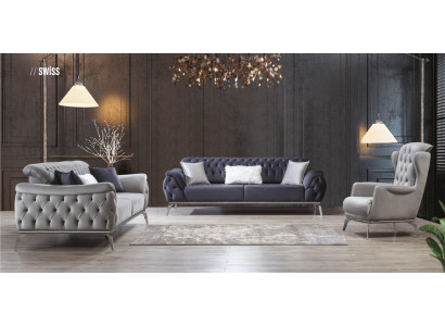 Bank Blau 3-zits woonkamer luxe ontwerp Chesterfield Italiaans