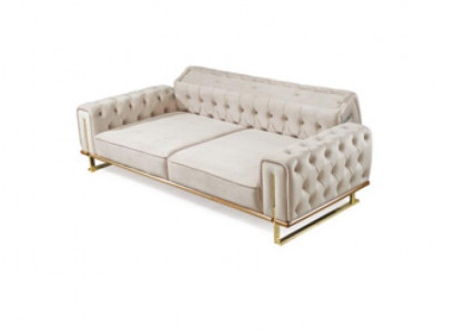 Bank Beige 3-Zits Woonkamer Luxe Design Chesterfield Italiaans