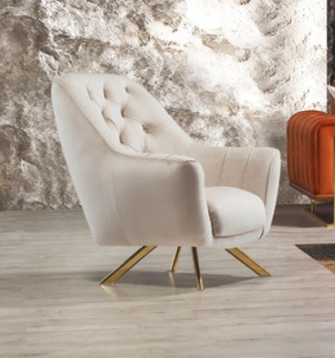 Fauteuil 1-zits Beige Chesterfield Luxe Design Eenpersoonsmeubels Stof