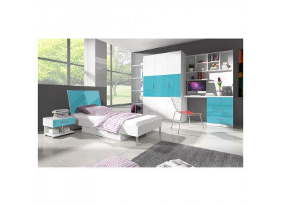 Bed + nightstand - bedroom furniture nursery beds Blue 2-piece set New