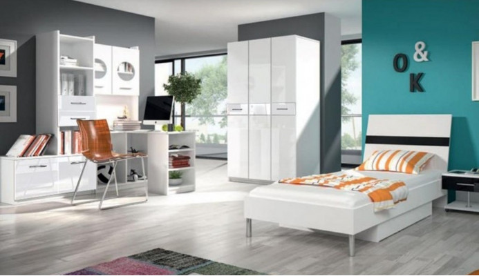 Bed + nachtkastje - Slaapkamermeubels Kinderkamer bedden Zwart 2-delige set Nieuw