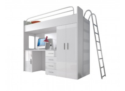 Wit stapelbed hout stapelbed meisjes hoogglans bureau kast nieuw