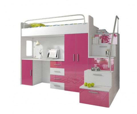 Stapelbed Roze Tafel Kast Multifunctioneel Stapelbed Kinderkamer