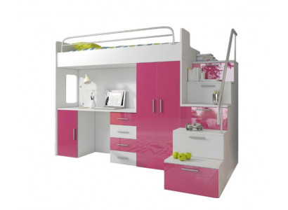 Stapelbed Roze Tafel Kast Multifunctioneel Stapelbed Kinderkamer