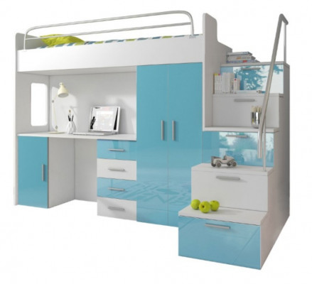Stapelbed stapelbed bed kinderbed jeugdbed hoogslaper blauw kinderkamer