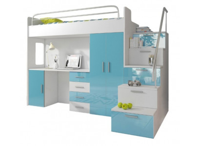 Stapelbed stapelbed bed kinderbed jeugdbed hoogslaper blauw kinderkamer