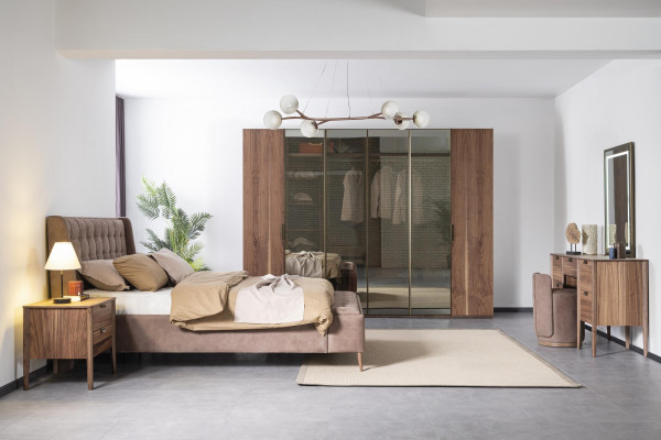 XXL Kledingkast donkerbruin slaapkamerkasten Glazen houten kast modern nieuw