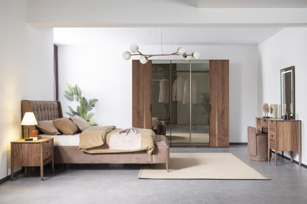 XXL Kledingkast donkerbruin slaapkamerkasten Glazen houten kast modern nieuw