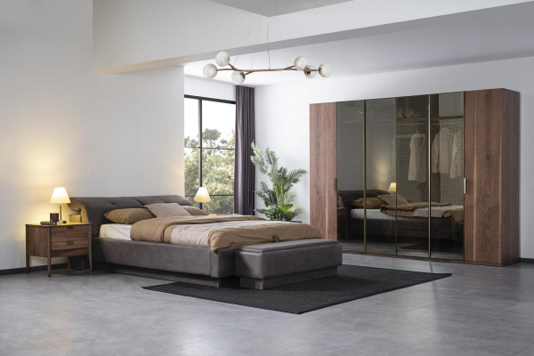 Slaapkamer set meubels Bed 2x Nachtkastje Kledingkast Meubel Compleet Set 4-delig