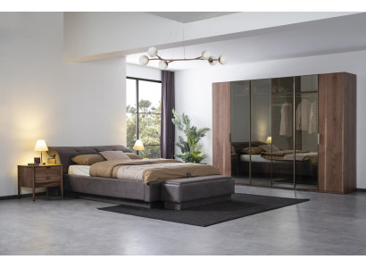 Slaapkamer set meubels Bed 2x Nachtkastje Kledingkast Meubel Compleet Set 4-delig