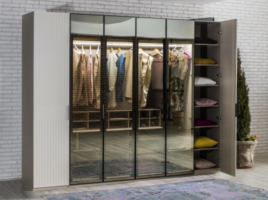 Zoldervloerkast Luxe Slaapkamer Houten Kast Glazen Kast Meubeldesign