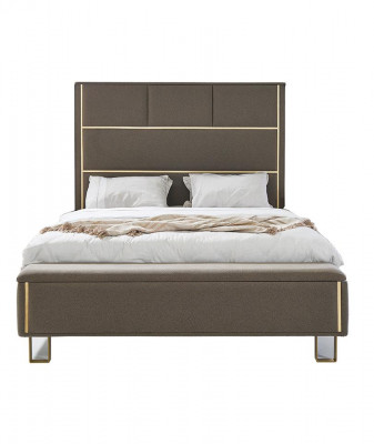 Taupe gestoffeerde bedden tweepersoonsbed houten slaapkamermeubels Hotel gestoffeerd 180x200.