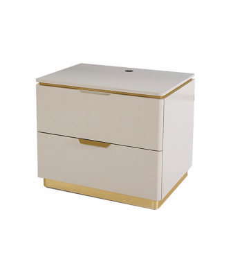 Luxe complete slaapkamer set beige goud commode bed nachtkastje 7-delige glans