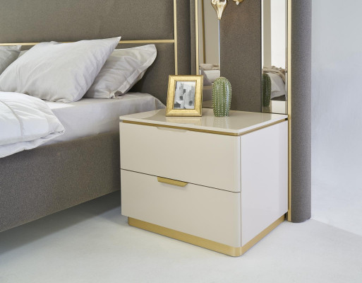 Slaapkamerconsoles nachtkastjesset 2x nachtkastjes luxe hotelmeubilair beige nieuw