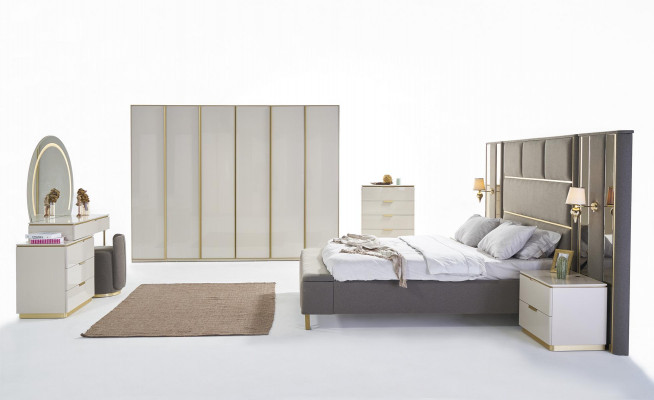 Slaapkamerconsoles nachtkastjesset 2x nachtkastjes luxe hotelmeubilair beige nieuw