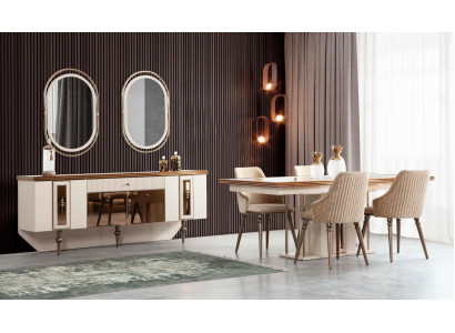 Luxe eetkamer set dressoir sideboard tafel 4x stoel set 8-delig