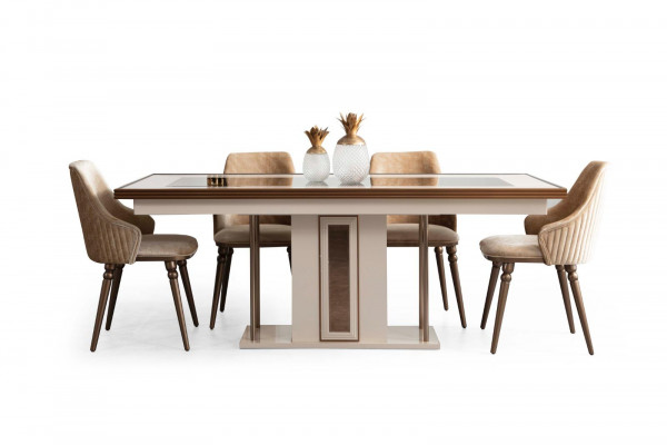 Eetkamerset 4x armstoelen Eettafel Design Meubels Eetgroep Stoel 5-delig.