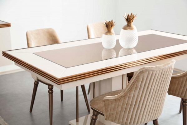Eetkamerset 4x armstoelen Eettafel Design Meubels Eetgroep Stoel 5-delig.
