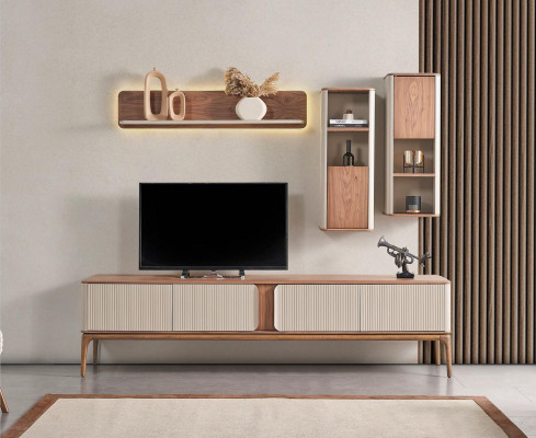 Sideboard tv Lowboard Kast Salontafel Woonkamer Modern Beige Hout