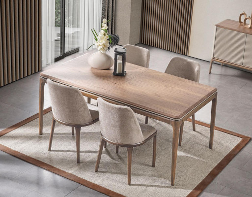 Compleet set eettafel 4 stoelen eetkamer set eetgroep houten tafel tafels 5-delig