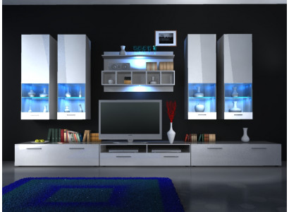 Woonwand wandkast hoogglans led-verlichting "kleurkeuze" design nieuw