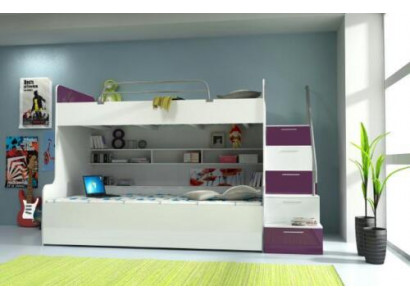 Stapelbed Stapelbed Bed Kinderbed Tienerbed Hoogslaper Nieuw Paars/Wit