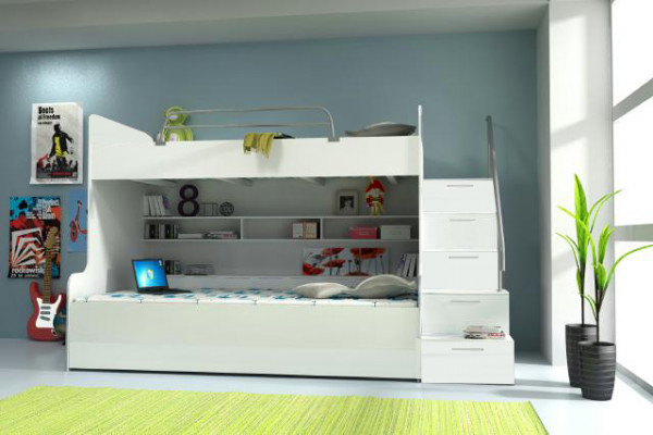 Stapelbed Stapelbed Bed Kinderbed Tienerbed Hoogslaper Nieuw Wit/Wit