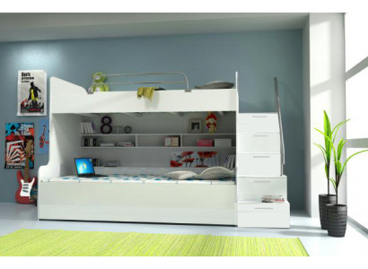 Stapelbed Stapelbed Bed Kinderbed Tienerbed Hoogslaper Nieuw Wit/Wit